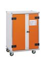 Batteriskåp Harald, med hjul, höjd 1150 mm, 230 V, orange/grå