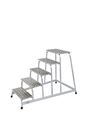 Arbetstrappa Hildur, räfflad aluminiumplåt, ensidig, 5 steg