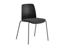 Stol Helmer, sits stoppad, ryggstöd plast, 4-pack, sits svart, underrede silver