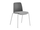 Stol Helmer, sits stoppad, ryggstöd plast, 4-pack, sits mörkgrå/ljusgrå, underrede vitt