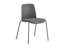Stol Helmer, sits stoppad, ryggstöd plast, 4-pack, sits mörkgrå, underrede silver
