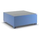 Uppsamlingskärl Rufus, för 1 x 1000 l-container/4 x 200 l-fat, stående, pulverlackerad, blå RAL 5012