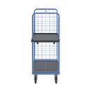 Plockvagn med gallersidor Bodil, massivgummihjul, lastyta LxB 975 x 700 mm, 2 hyllplan, med kant