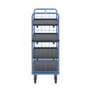 Plockvagn med gallersidor Bodil, massivgummihjul, lastyta LxB 975 x 700 mm, 4 hyllplan, med kant