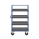 Plockvagn med gallersidor Bodil, massivgummihjul, lastyta LxB 975 x 700 mm, 4 hyllplan, med kant