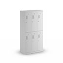 Klädskåp med två fack Amsterdam, 3 sektioner, bredd 900 mm, 6 fack, ljusgrå