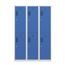 Klädskåp med två fack Amsterdam, 3 sektioner, bredd 1200 mm, 6 fack, ljusgrå/ljusblå