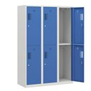 Klädskåp med två fack Amsterdam, 3 sektioner, bredd 1200 mm, 6 fack, ljusgrå/ljusblå