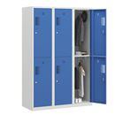 Klädskåp med två fack Amsterdam, 3 sektioner, bredd 1200 mm, 6 fack, ljusgrå/ljusblå