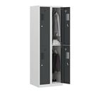 Klädskåp med två fack Amsterdam, 2 sektioner, bredd 600 mm, 4 fack, ljusgrå/basaltgrå