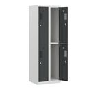 Klädskåp med två fack Amsterdam, 2 sektioner, bredd 600 mm, 4 fack, ljusgrå/basaltgrå
