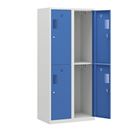 Klädskåp med två fack Amsterdam, 2 sektioner, bredd 800 mm, 4 fack, ljusgrå/ljusblå