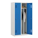 Klädskåp med mellanvägg Amsterdam, 2 sektioner, ljusgrå/ljusblå, bredd 800 mm