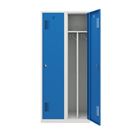 Klädskåp med mellanvägg Amsterdam, 2 sektioner, ljusgrå/ljusblå, bredd 800 mm