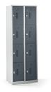 Småfacksskåp med 4 fack Amsterdam, 2 sektioner, ljusgrå/basaltgrå, B 600 mm, 8 fack, vridregel