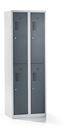 Klädskåp med två fack Amsterdam, 2 sektioner, bredd 600 mm, 4 fack, ljusgrå/basaltgrå