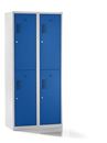 Klädskåp med två fack Amsterdam, 2 sektioner, bredd 800 mm, 4 fack, ljusgrå/gentianablå