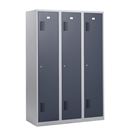 Klädskåp Amsterdam, 3 sektioner, ljusgrå/basaltgrå, bredd 1200 mm, cylinderlås