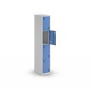 Skolskåp Alvina, 1 sektion, ljusgrå/ljusblå, bredd 300 mm, cylinderlås