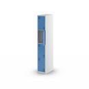 Skolskåp Alvina, 1 sektion, ljusgrå/ljusblå, bredd 300 mm, cylinderlås