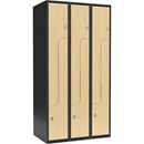 Z-skåp Fydor SMZ, BxDxH 900x550x1752 mm, 6 dörrar i 3 skåp, plant tak, ant/björk